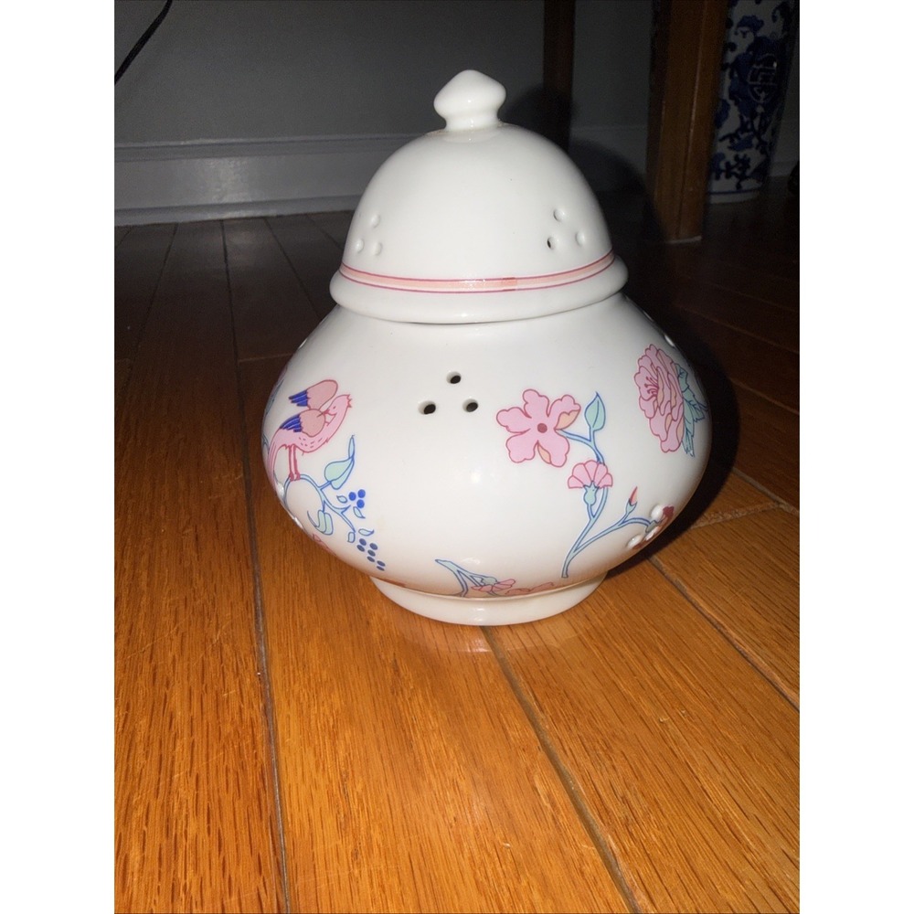 Vintage Potpourri Pomander Jar Country Roses CottageCore Pink‎ Blue Porcelain